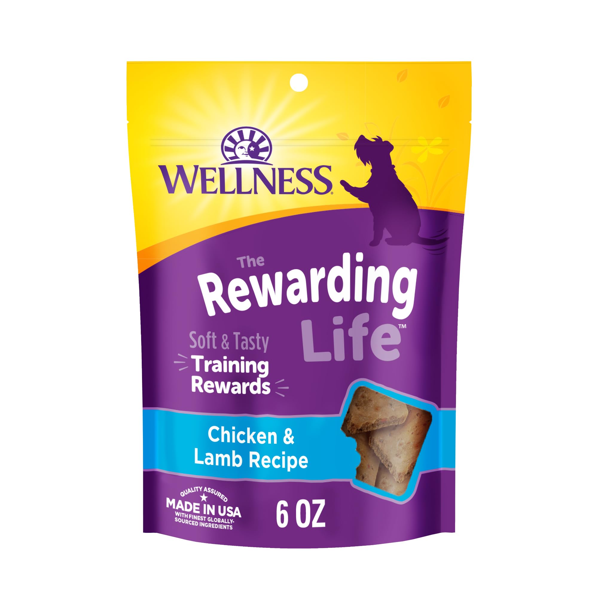 Wellness Rewarding Life Dog Treats, Training Treat, Grain Free, Soft Chicken & Lamb (6 Ounce Bag)