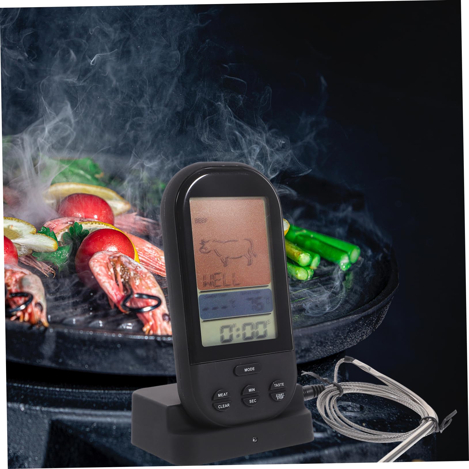 Mikikit Wireless Meat Thermometer Mit Lcd-anzeige Drahtloses Grillthermometer Für Bbq Ofen Und Smoker Temperaturbereich Timer Und Alarmfunktion Einfach Ablesbar
