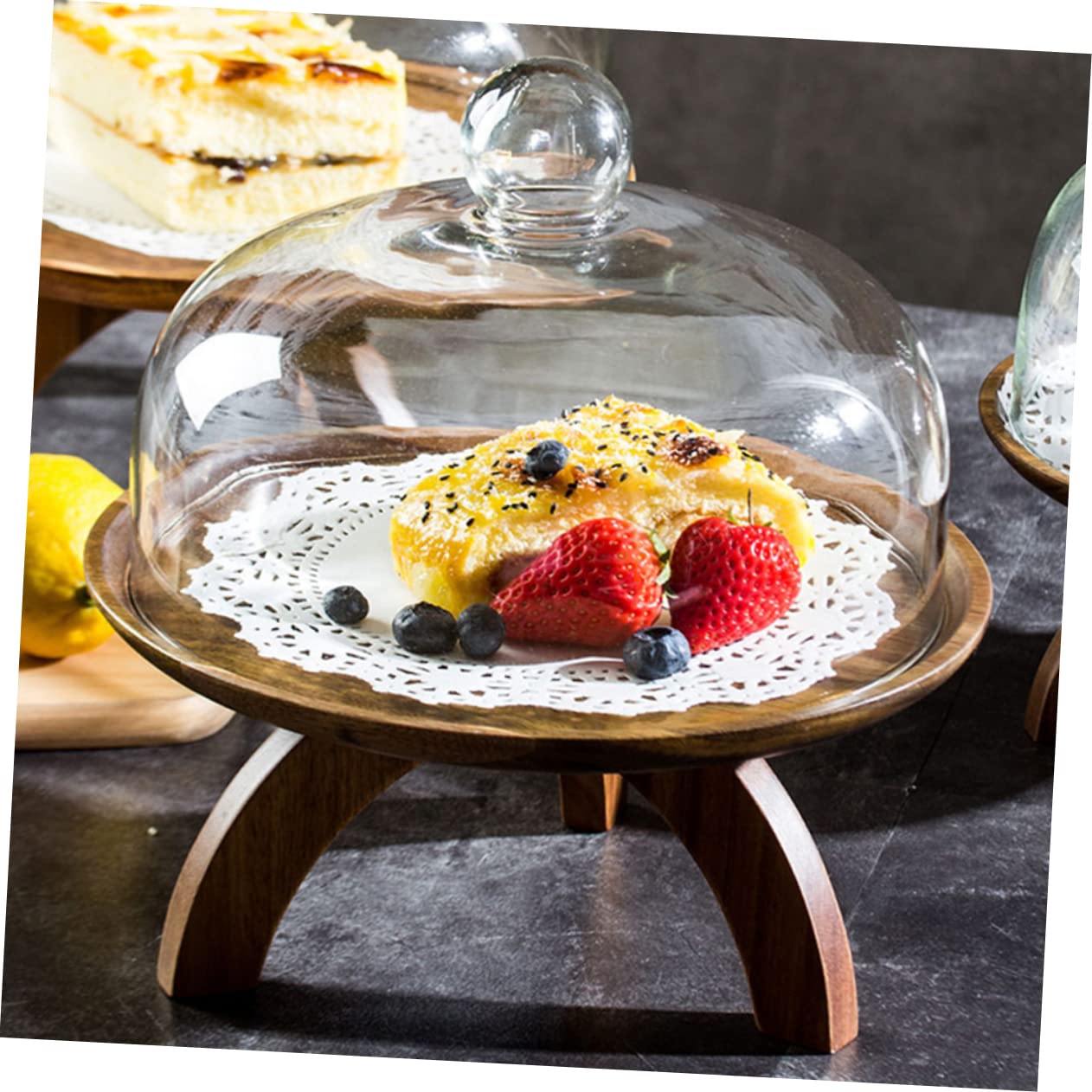 Zerodeko Coperchio in Vetro per Dessert Rotondo 1 Pezzo Bianco Semplice