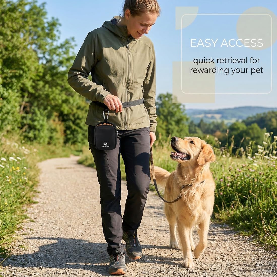 Borsa impermeabile per cani, borsa per cani per addestramento del cane, dispenser di sacchetti integrato, borsa a tracolla regolabile, Allenamento all'aperto (Blk)