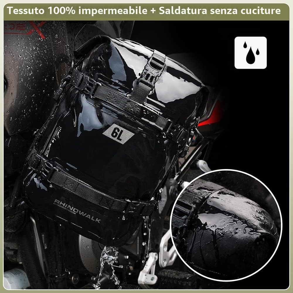 Rhinowalk Borsa multifunzione per moto 6L nero