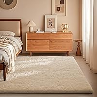 Ophanie Ivory Shag Area Rug 4x6 - Ultra Soft Non-Slip Fluffy Plush Carpet for Bedroom, Living Room, Nursery, Kids & Dorm