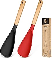 Vista 23 de Cuchara de cocina para utensilios de cocina antiadherentes, ideal para cocinar y servir silicona mate resistente sin BPA, cuchara con mango de Caqui