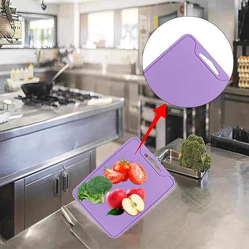 Miniatura 7 de Tabla de cortar, de silicona de grado alimenticio, flexible, tabla de cortar para el hogar, cocina, uso morado, sin BPA, lavavajillas