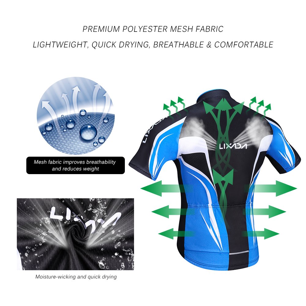 Lixada Uomini MTB Abbigliamento Ciclismo Set Tuta Traspirante Quick Dry Manica Corta Camicia Equitazione con Gel Ispessimento Pantaloncini MTB Abbigliamento Set