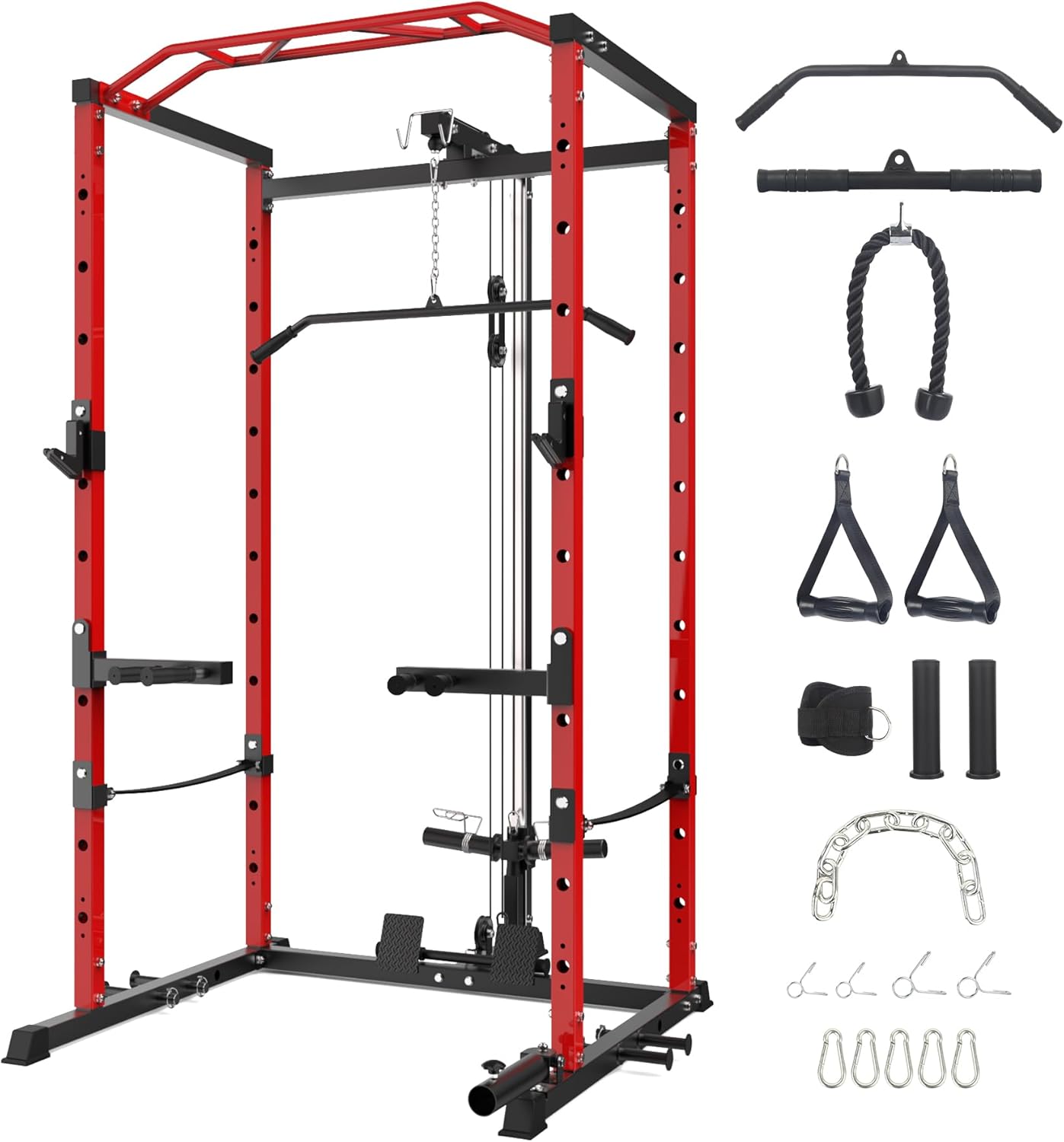 STMHOM STMHOM Power Cage – 1600lbs Capacity with Dip Bar & Cable Pulley System