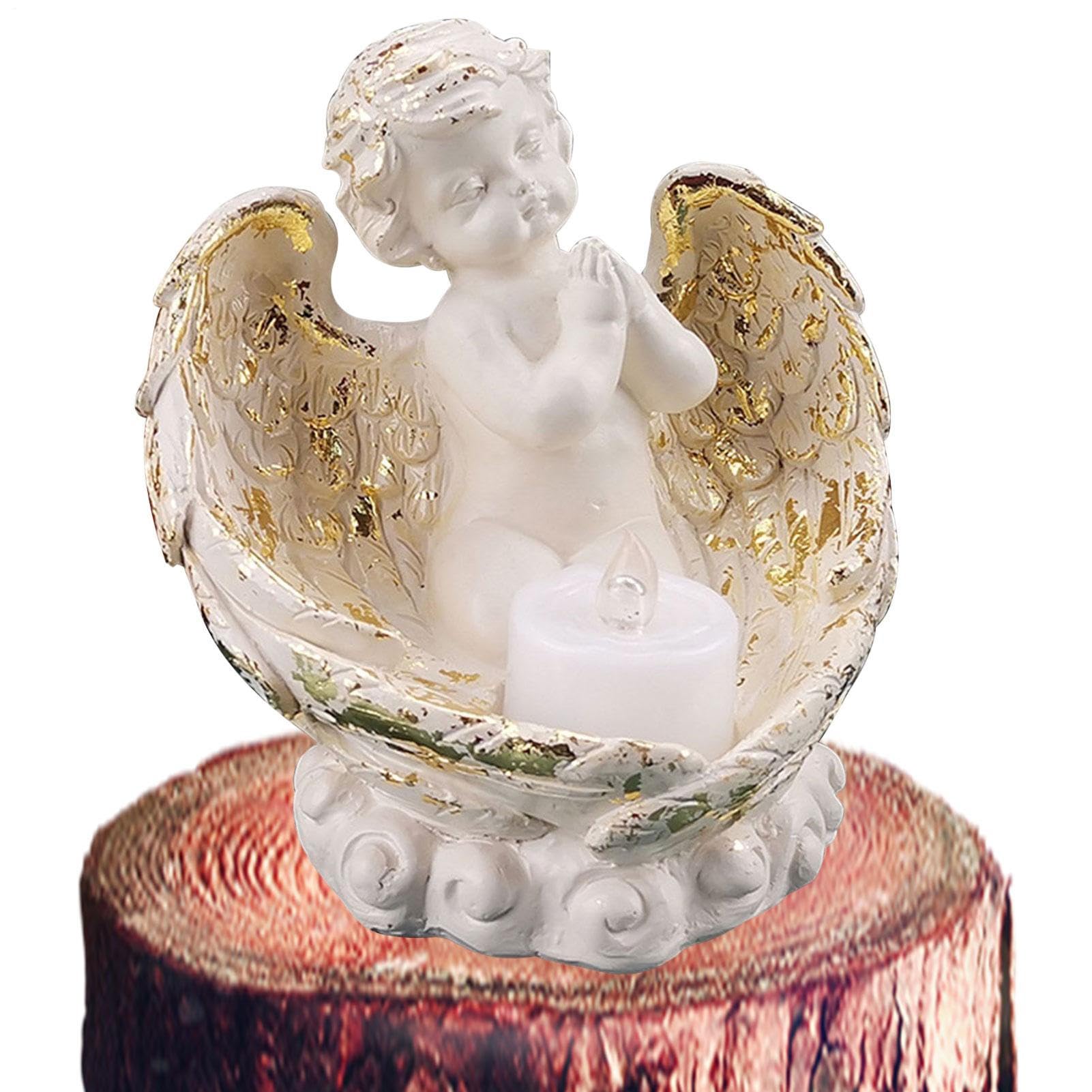 Bougeoir en forme d'ange statue de chérubin vintage colonne romaine église