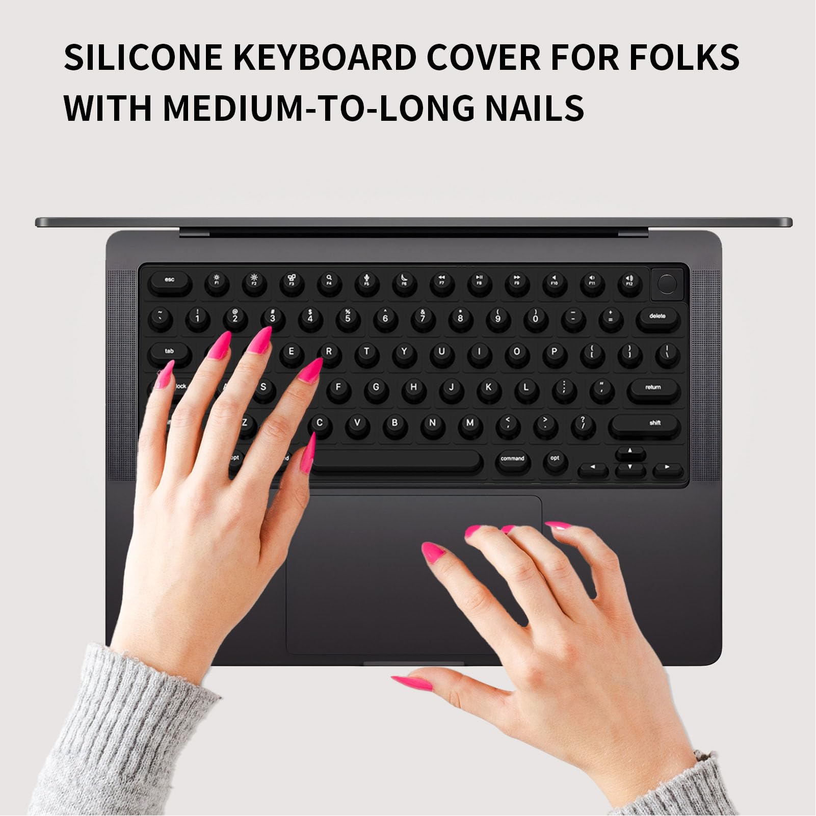 Protège-clavier Silicone Pour Ongles Longs - Compatible MacBook Pro/Air (2021-2024), Frappe Confortable Et Protection