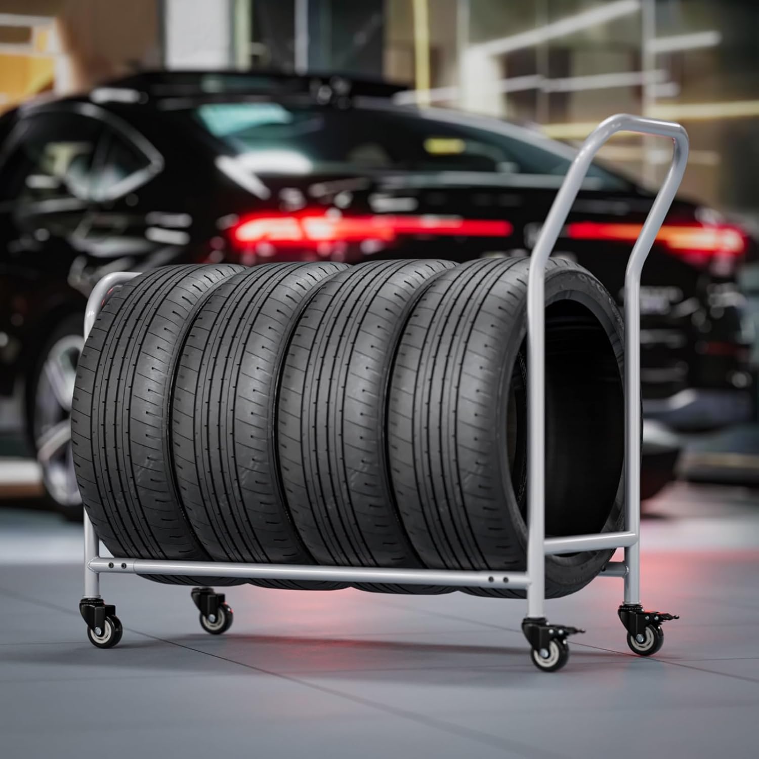 Étagère à pneus pour garage pour ranger et déplacer facilement vos trains de roues