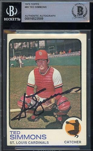 Ted Simmons Beckett BAS Signed 1973 Topps Autograph 1