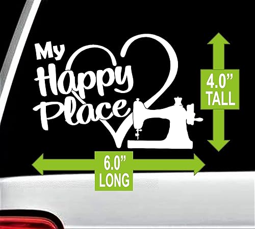 Miniatura 2 de My Happy Place Sewing Machine Love Quilting Decal Sticker for Car Window BG 853