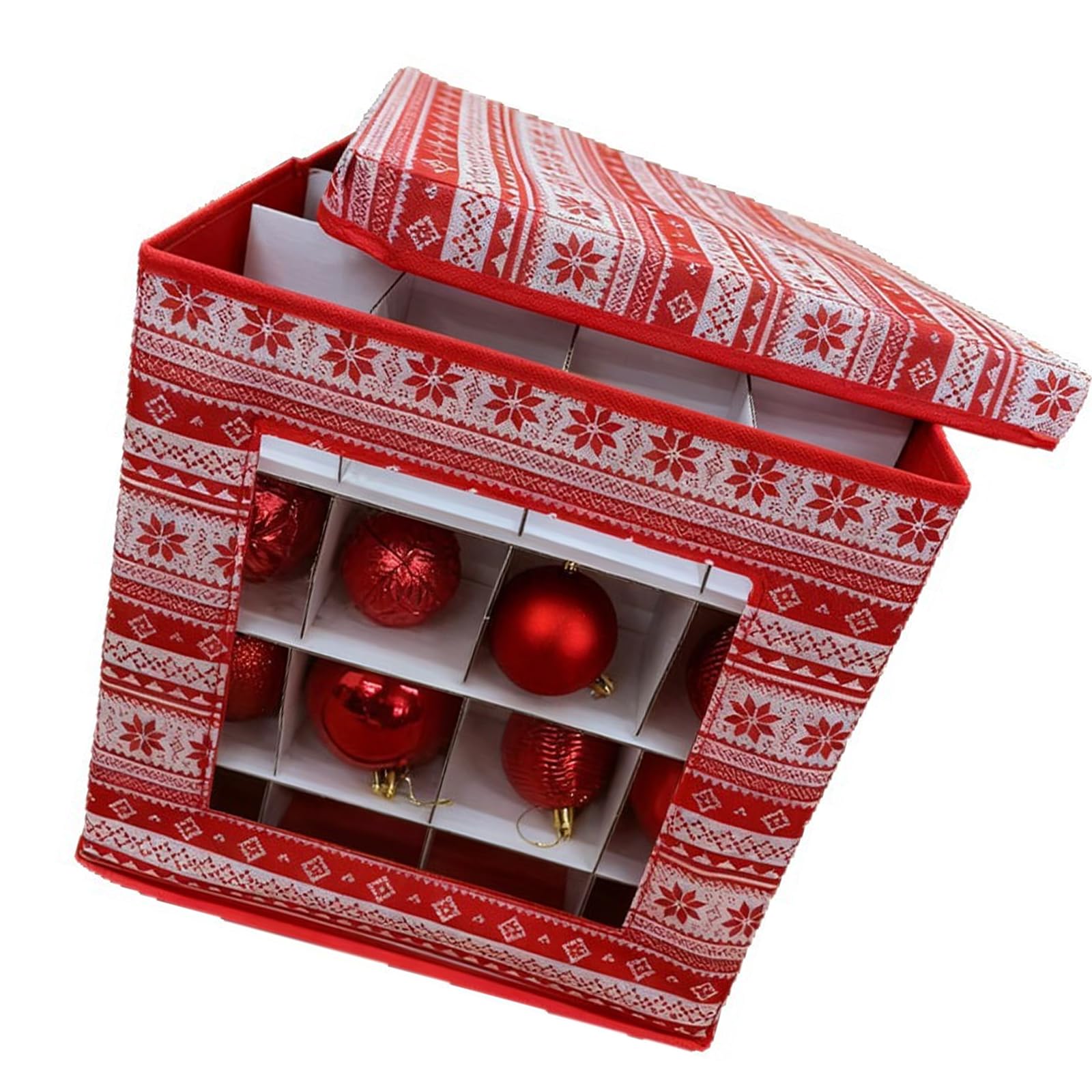 Kaeltsyn Space Saving Holiday Decor Storage Box with 64 Individual Sections to Protect Fragile Ornaments All Year Seasonal Decoration Keeper