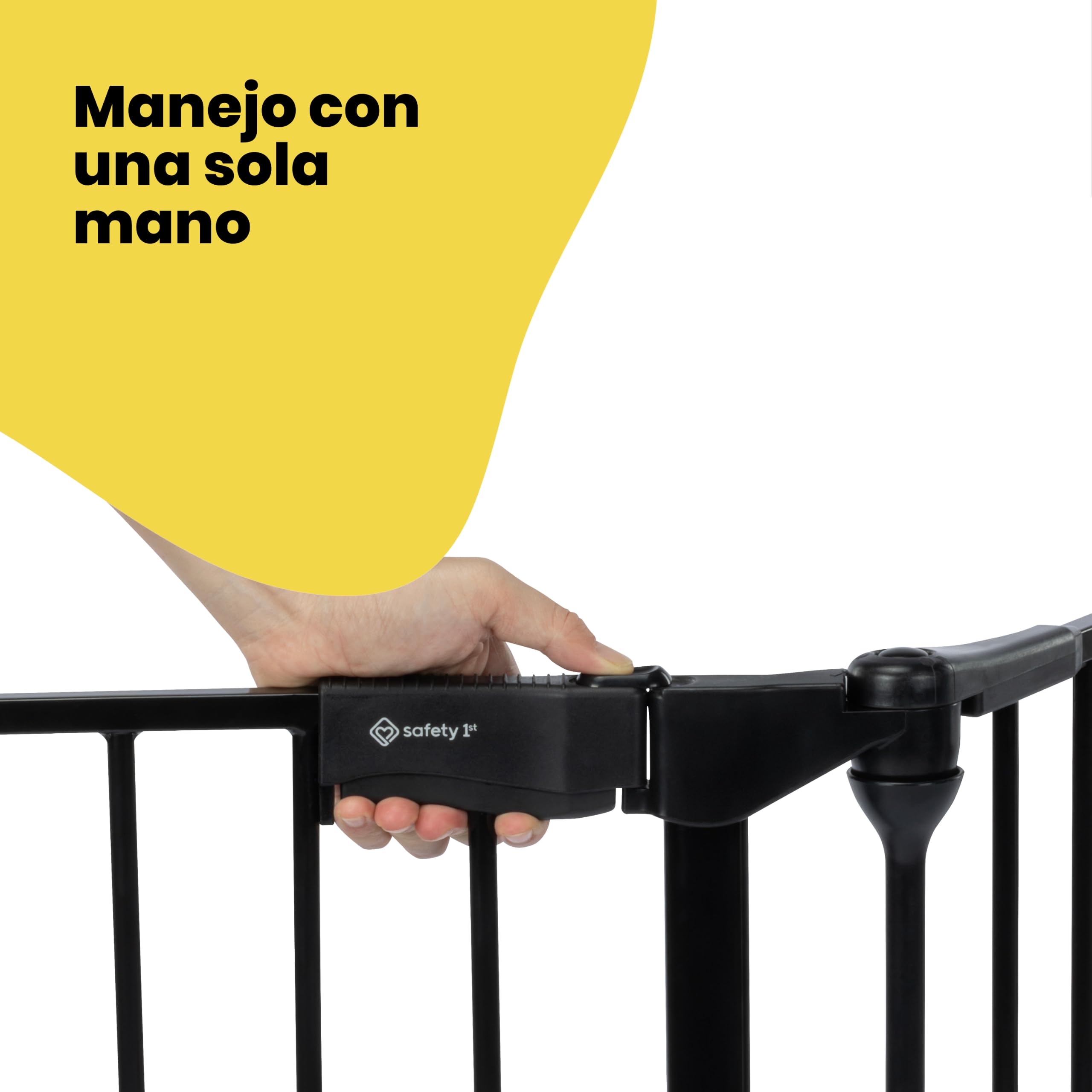 Safety 1st Modular 5 Panel barrera seguridad, 64-296 cm, 1 mano, Black | barrera seguridad niños escalera extra ancha, para espacios irregulares, cierre extra seguro, instalación rápida