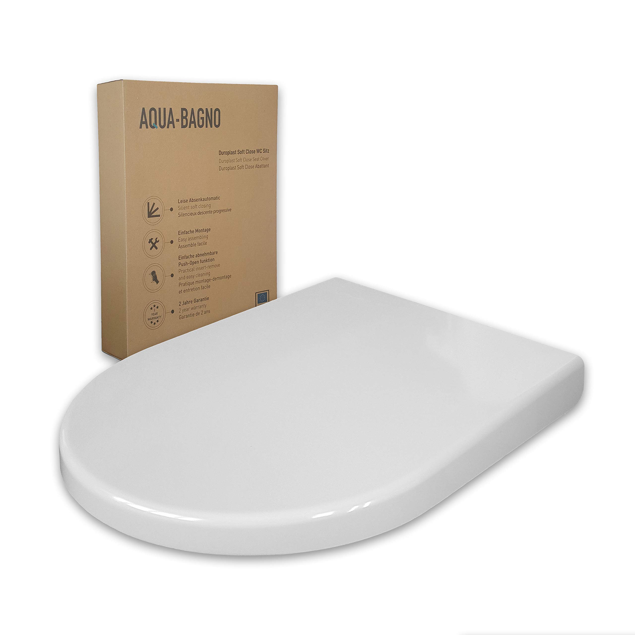 Aqua Bagno | deska sedesowa Softclose | kształt litery O lub D | wysokiej jakości duroplast | wolnoopadająca | zdejmowana | deska sedesowa i deska sedesowa | antybakteryjna | biała (Zero)