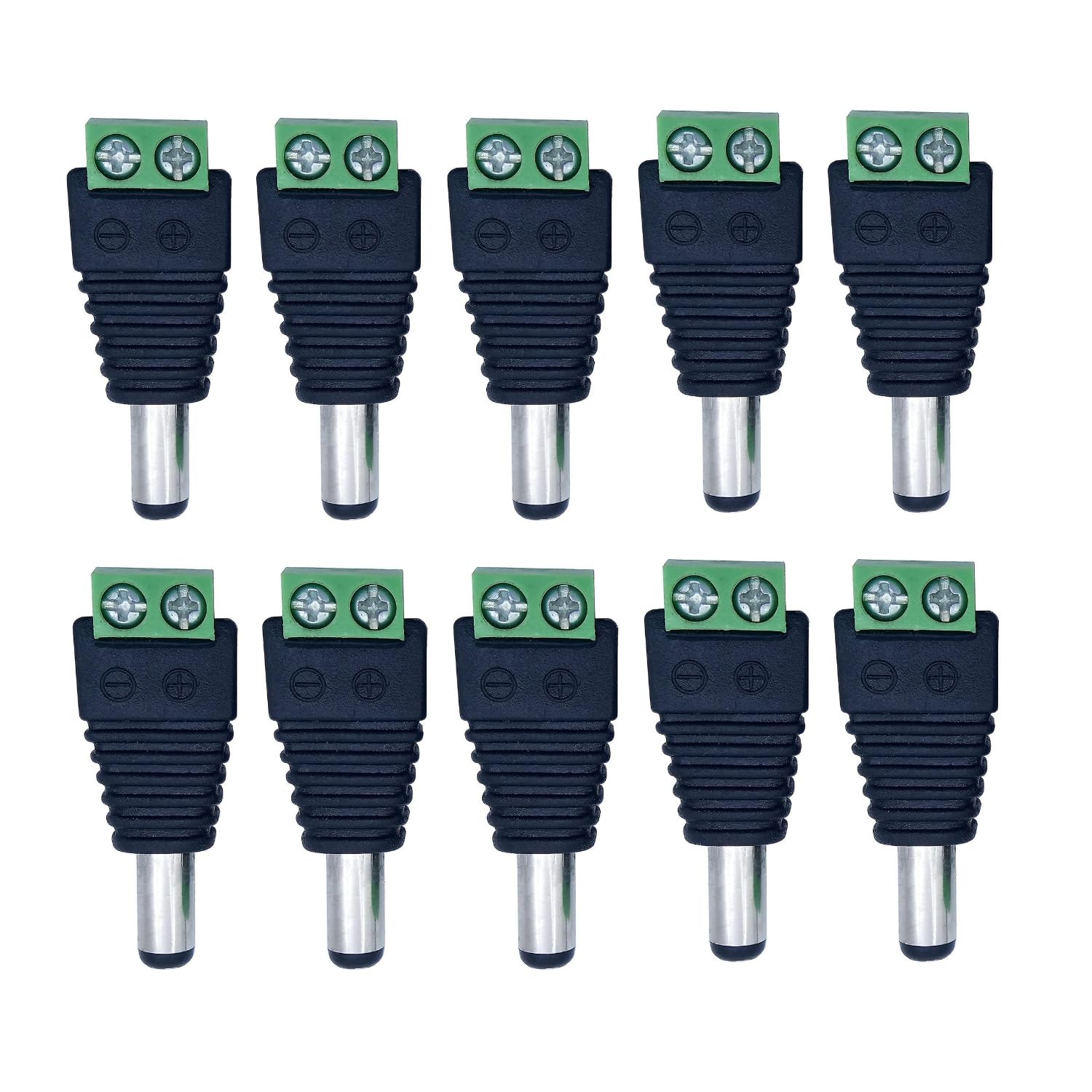Gajrup Male 12V DC Power Jack Adapter Connectors for Led Strip, CCTV Security Camera Cable Wire Connection (Pack of 10)-image-42