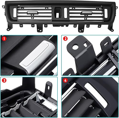 Miniatura 4 de Defensa con centro de ventilación y consola central AC, para BMW 5, repuestos actualizados para series 520 523 525 528 530 535 2010-2016, Negro