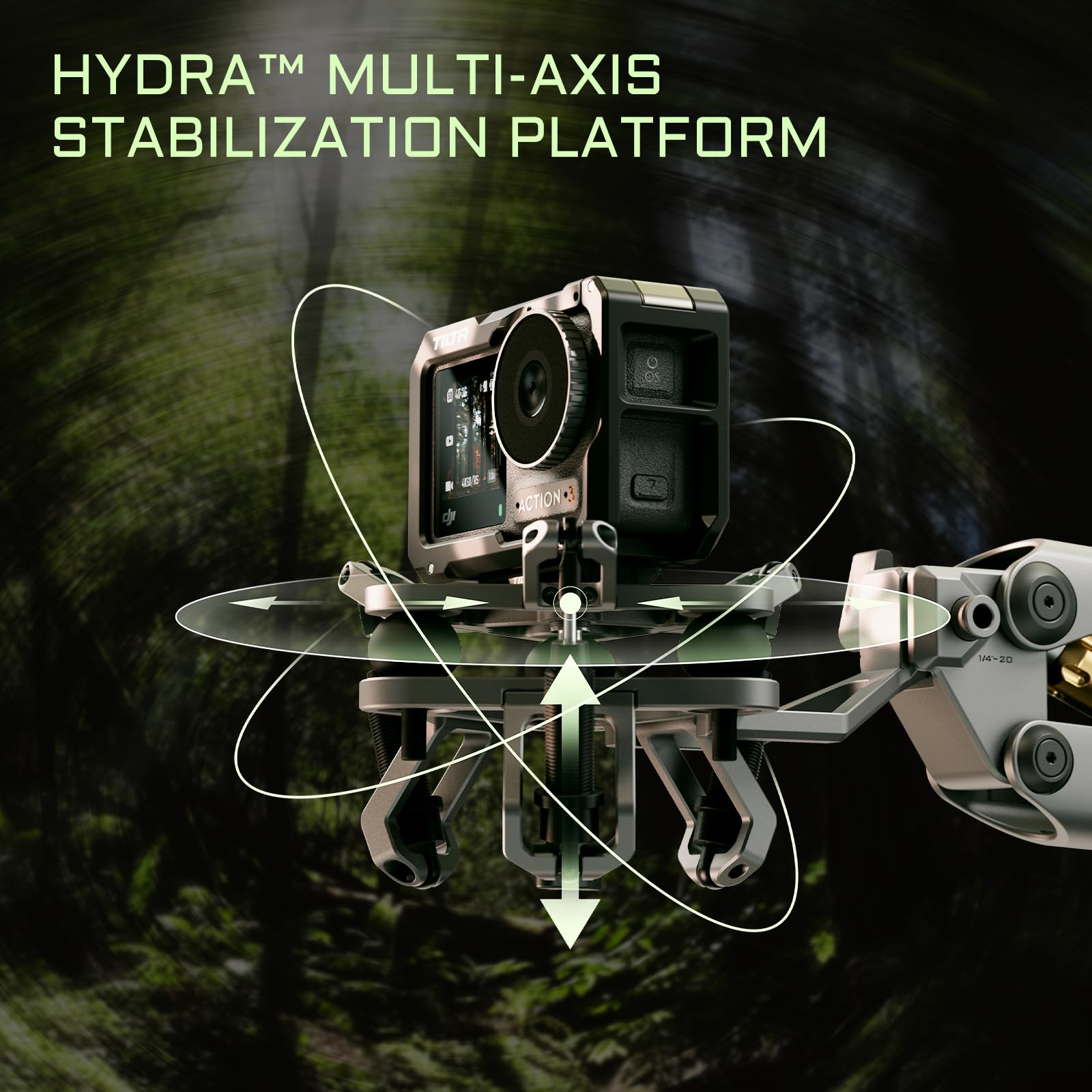 Tilta Cabezal Amortiguador Universal para Hydra Alien Mini Compatible con Cámaras de Acción con Rosca de 1/4"-20, NATO - Gris Titanio HDA-T15-SAH2-TG
