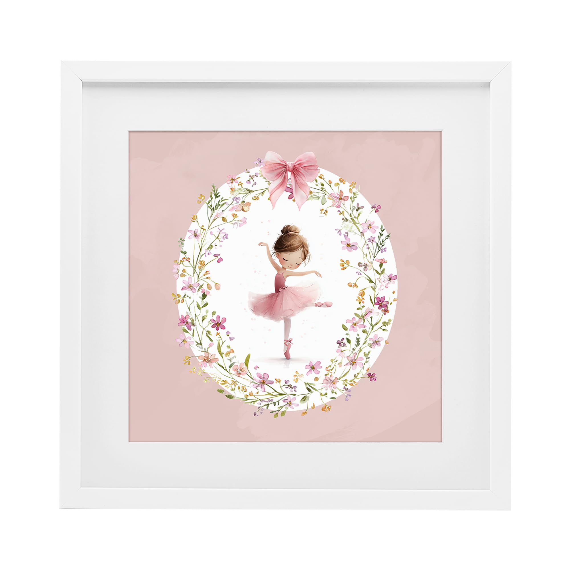 Stupell Industries 'Ballet Dancing Princess', Framed Print Under Glass, White, 16 x 16 Inches, Easy to Hang and Sturdy, Made in USA, by Christine Simpson Art
