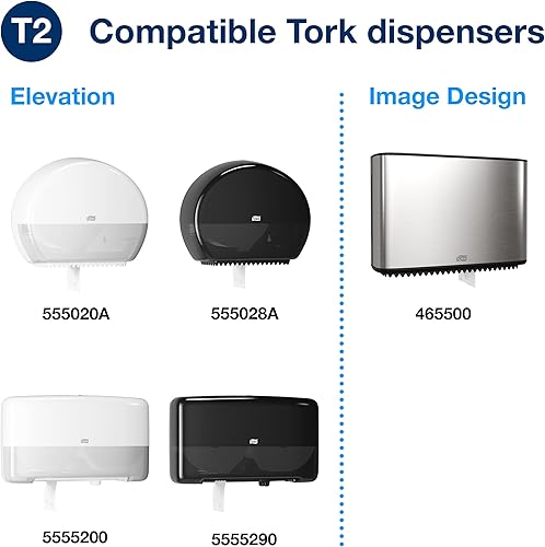 Miniatura 5 de Tork Advanced 12024402 rollo de papel tisú doble hoja para baño gigante compacto, 7.36 pulgadas de diámetro x 3.55 pulgadas de ancho, 751 pies de