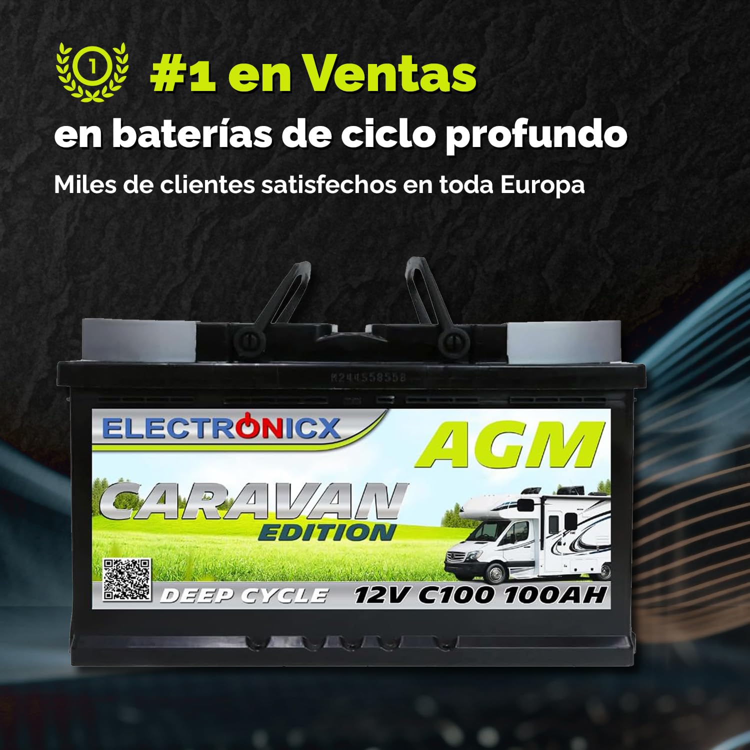 AGM Electronicx 12V 100Ah C100 Deep Cycle Battery Caravan Edition - Maintenance Free, Ideal for Camping, Boats, Emergency Power Systems and Insulated Systems