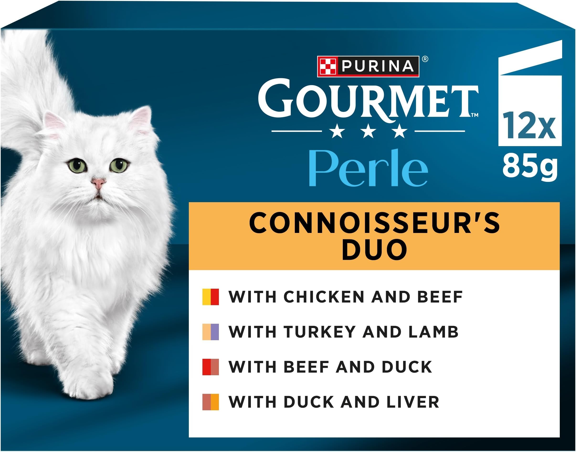GOURMET Perle Connoisseur's Duo Mini Fillets in Gravy Wet Cat Food 12x85g (Pack of 4)