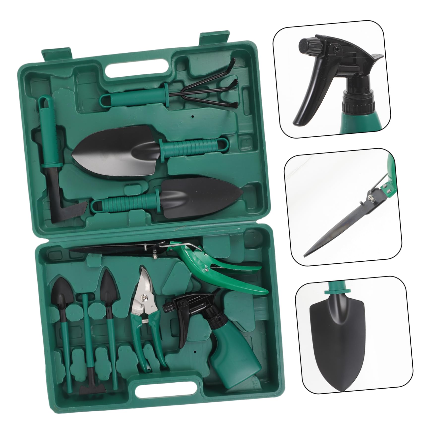 Kit de Herramientas de Jardinería 10 Piezas con Rastrillo, Pala y Tijeras, en Funda de Transporte para Cultivo y Mantenimiento del Jardín