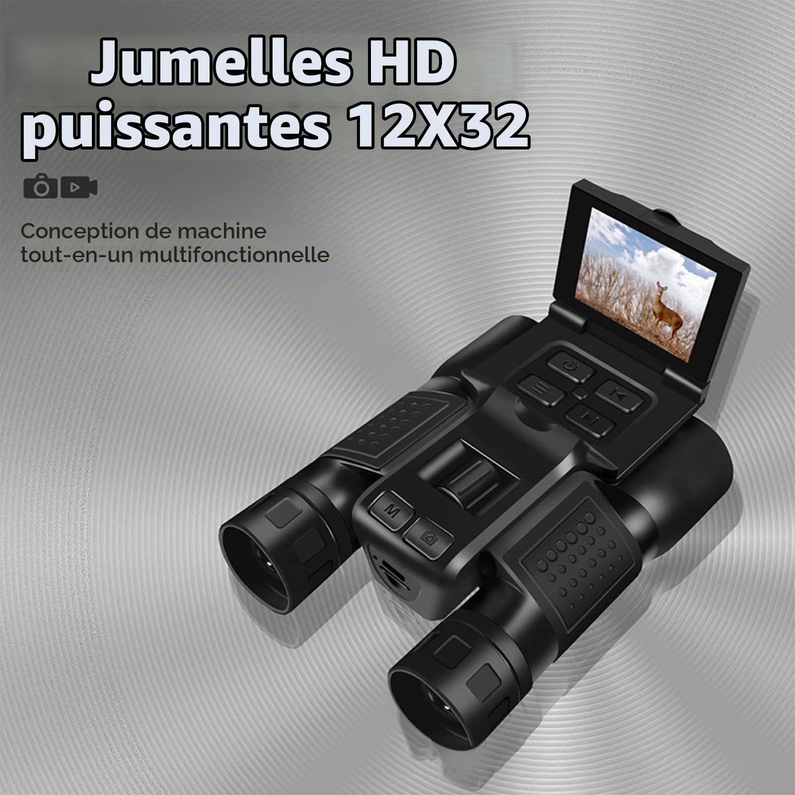 Jumelles Numériques 2,4 Pouces avec Appareil Photo, Caméscope Enregistreur Vidéo 1080p 5MP avec Vision Nocturne, Jumelles Numériques LCD 12X pour L'observation des Oiseaux, Les