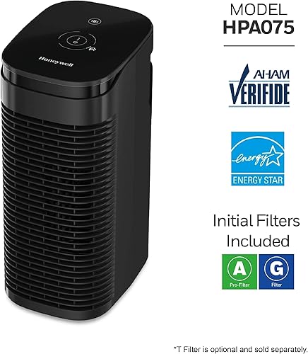 Miniatura 7 de Honeywell AllergenPlus Series HPA075B - Torre purificadora de aire HEPA compacta, reductor de alérgenos para habitaciones medianas (100 pies