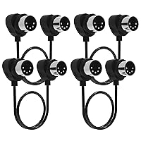 Vista 15 de FORE Paquete de 2 cables MIDI de 1 pie/30 cm de ángulo recto con enchufes ultra pequeños para espacios reducidos, cable MIDI de 5 pines DIN Paquete