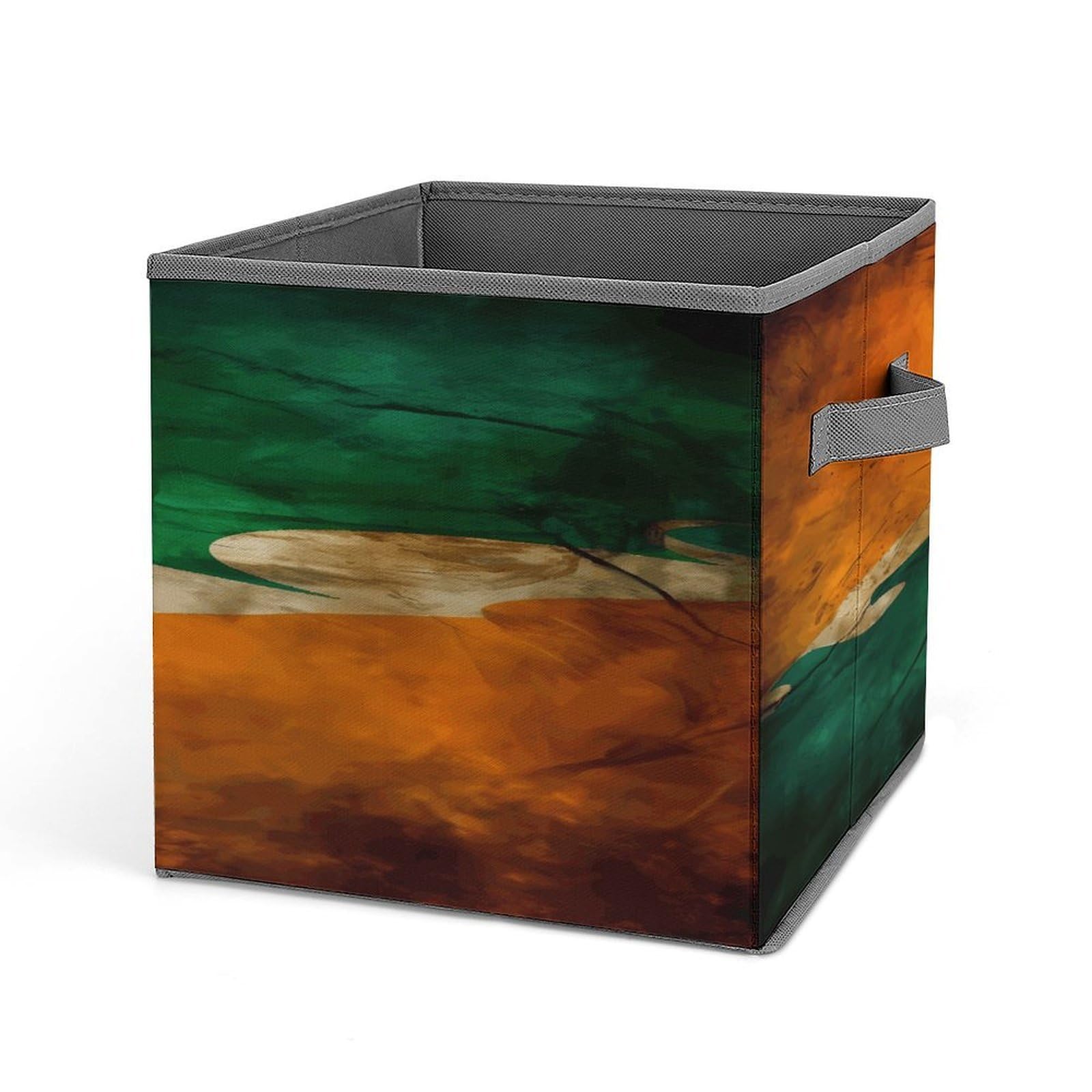 Fekiloot Style Green And Orange Pattern Storage Bins Storage Baskets