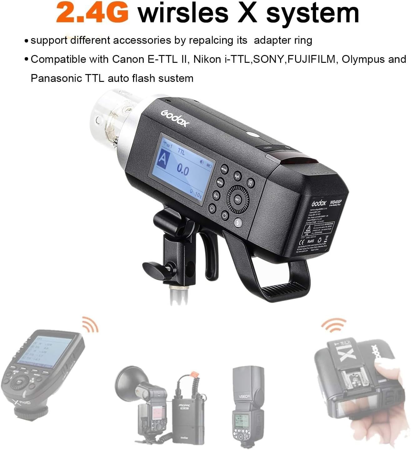 Amazon | 【PSE認証済 】 Godox AD400Pro Kit、400ws GN72 TTLバッテリ