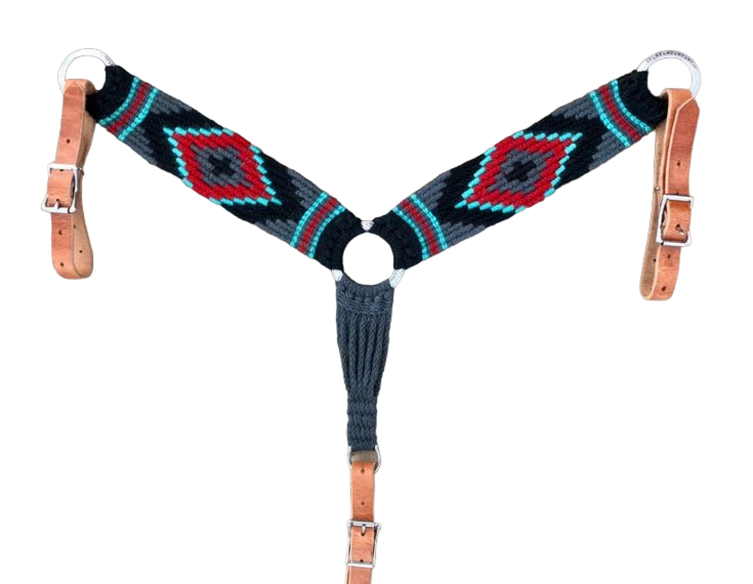 Cheval's International Western Mohair Horse Breast Collar, Handmade Premium Wool & Leather Equestrian Tack, Adjustable, Durable & Comfortable Saddle Breastplate for Horses - Grey, Pony