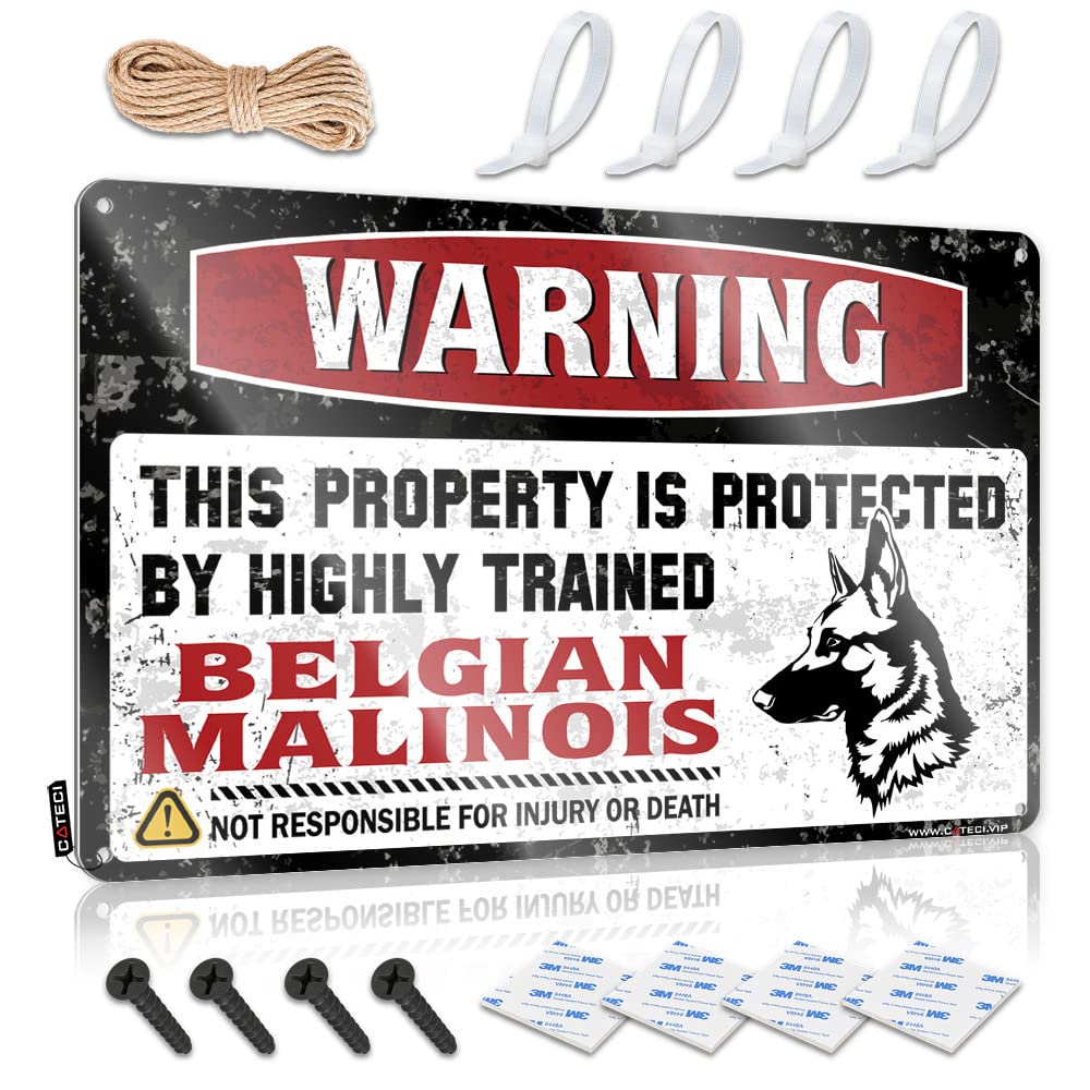Wall Art Fluffy Clock Birthday Gift Warning This Property Is Protected By A Highly Trained Belgian Malinois - Vintage Wall Decor For Texas(20X30CM)