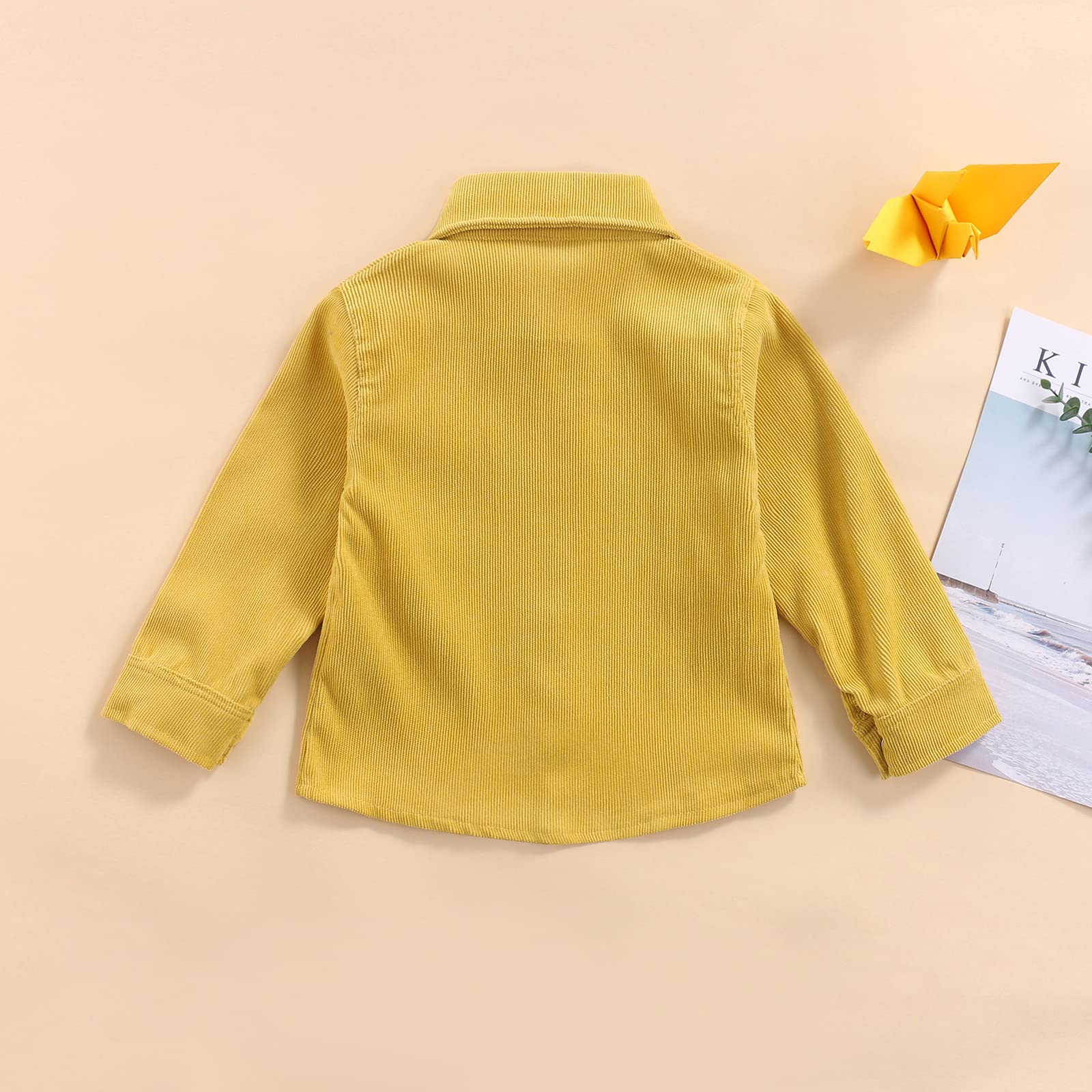One opening 1-6T Toddler Boy Girl Corduroy Jacket Coat Button Down Outwear Shirts Cool Cardigan Blouses Coat Outfits Kids Clothes (Yellow B, 6-12 month)