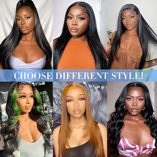 Miniatura 5 de VYV Pelucas de cabello humano con encaje frontal de 32 pulgadas, lacio, 13 x 4, HD, transparente, con abuelitos, sin pegamento, para mujeres negras,