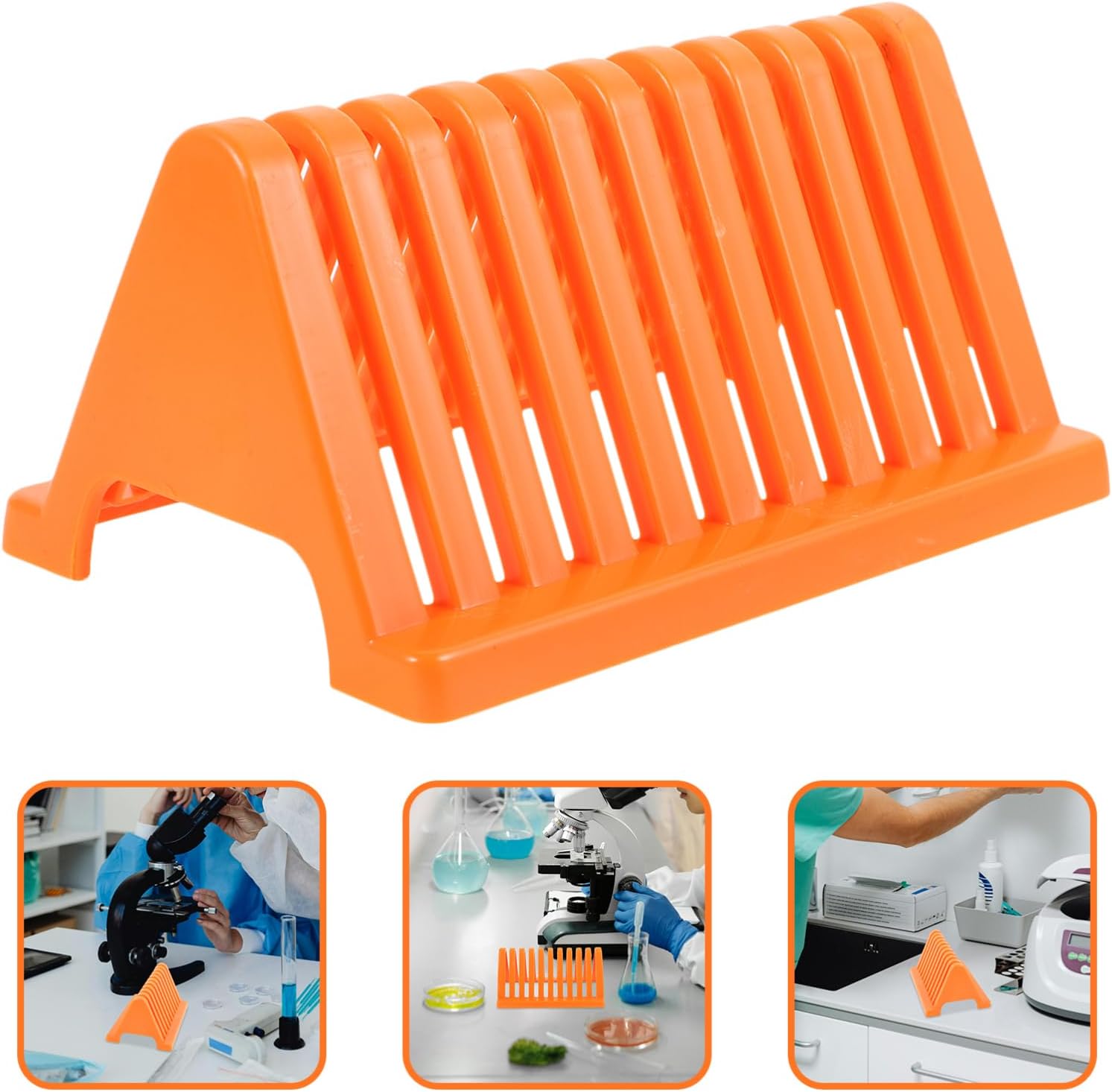 Mobestech 10pcs Microscope Slides Rack Staining Organizer for Laboratory Use Easy to Operate Plastic Storage Convenient Microscope Slide Holder for Research and Experimentation