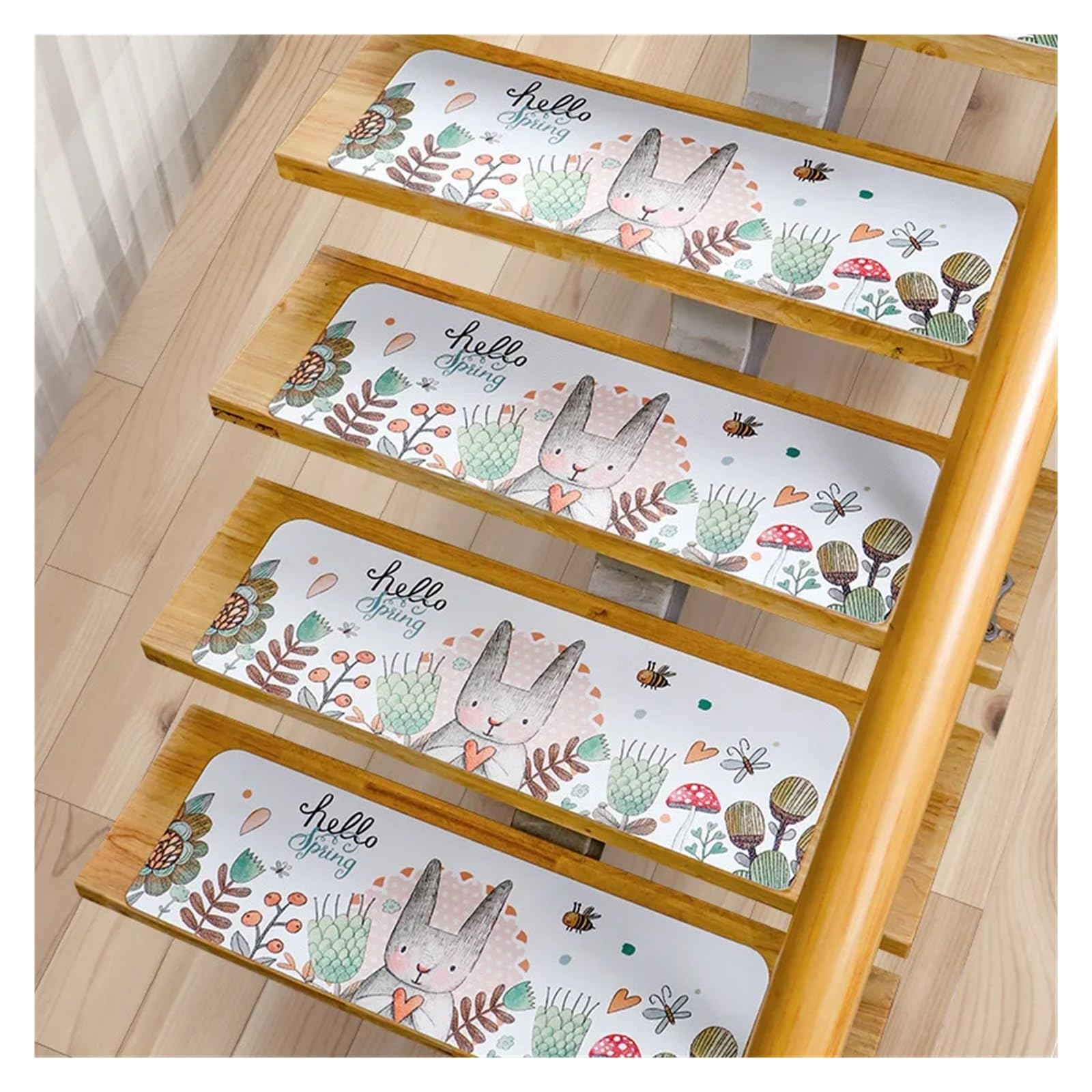 MFWHEFJ Stair Treads 70x22CM PVC Self Adhesive Stair Mats Indoor Non-Slip Stair Treads Carpet For Steps(Color09,10PCS(55x22cm))