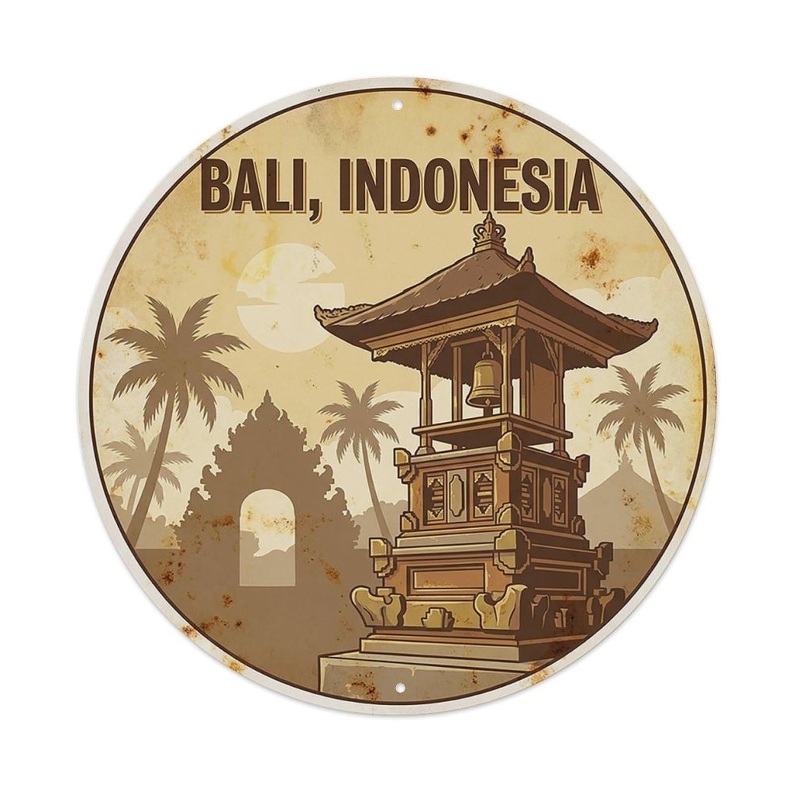 Este 8X8inch Style Temple Bell Tower Sacred Landmark Cultural Heritage Metal Tin Sign