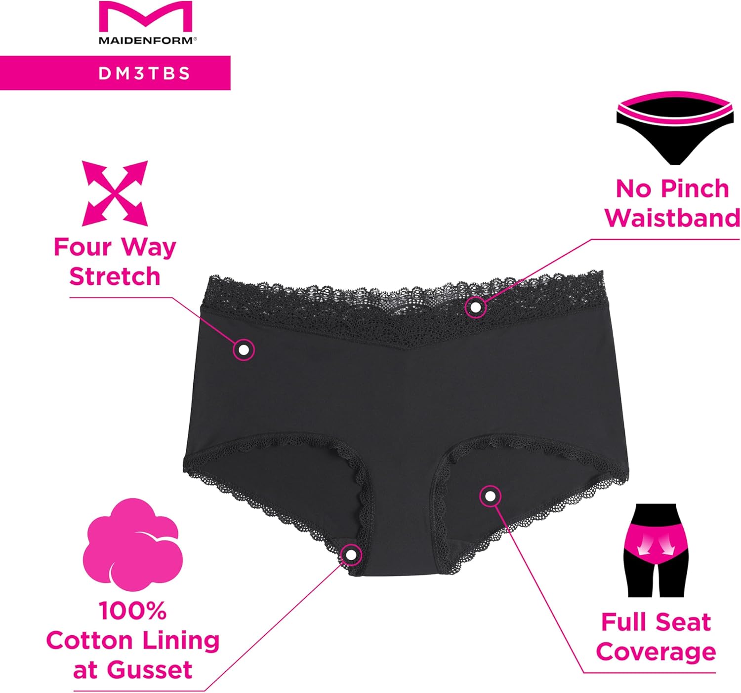 Maidenform womens Microfiber Boyshort Underwear, Mid-rise Boyshort Panties, 3-pack - Image 5