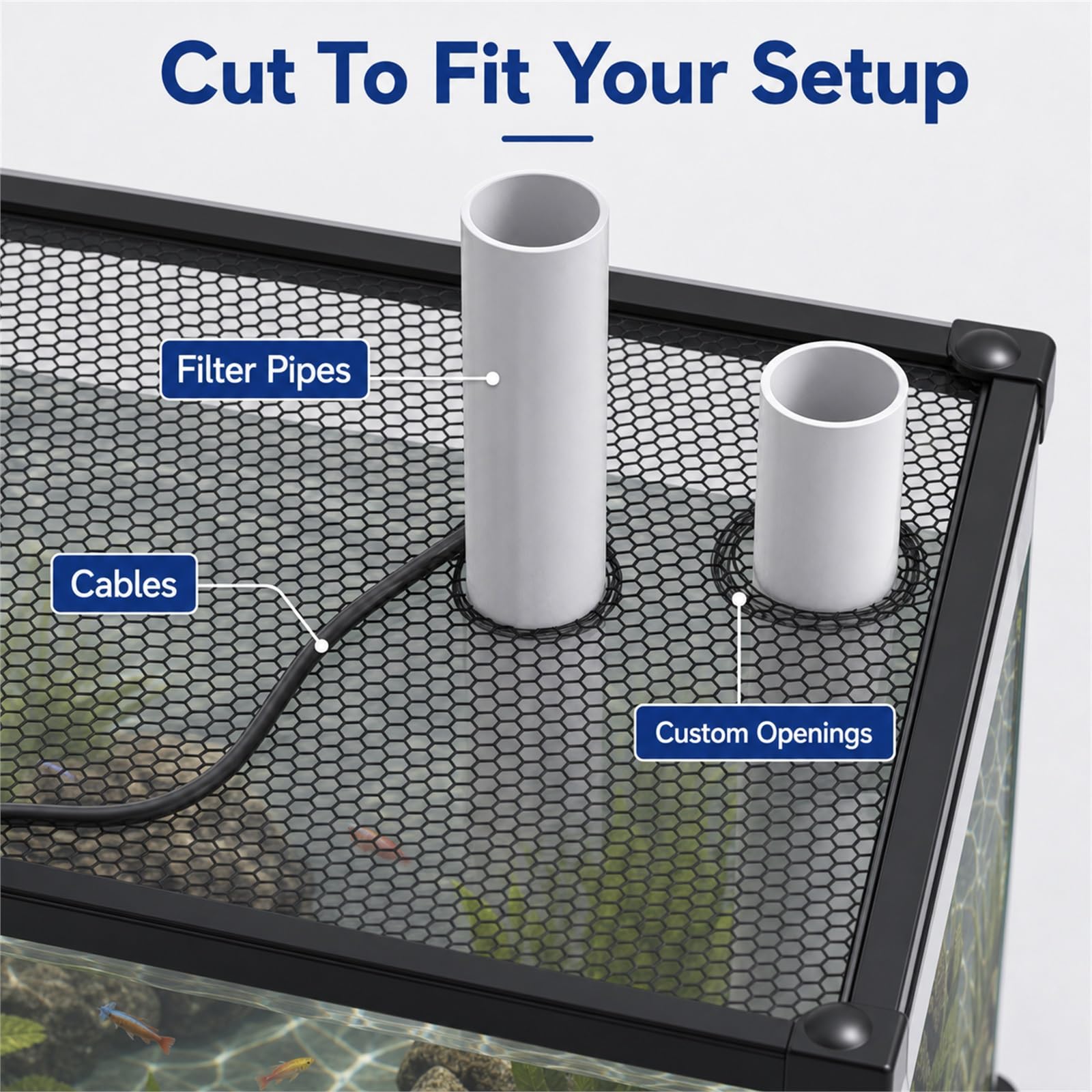 Aquarium Abdecknetz Magnetisch,Magnetische Aquarium-Anti-Sprung-Abdeckung,Aquarium-Abdecknetz,Nicht Leicht Verformbar,Geeignet FüR Alle Arten Von Landbecken Und Aquarien