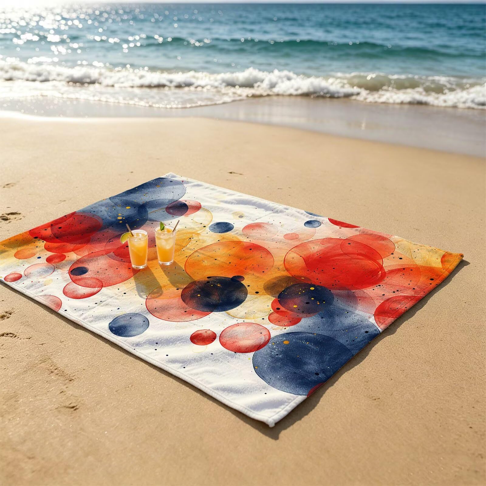 Redondo Toalla Playa 220 x 160 Resistente a la Arena Secado rápido Ligero, Toalla Playa Grande 160x220cm Suave Cómodo como Gym Yoga Sauna Toallas Baño Grandes Travel Essentials Simple XTLS-6093