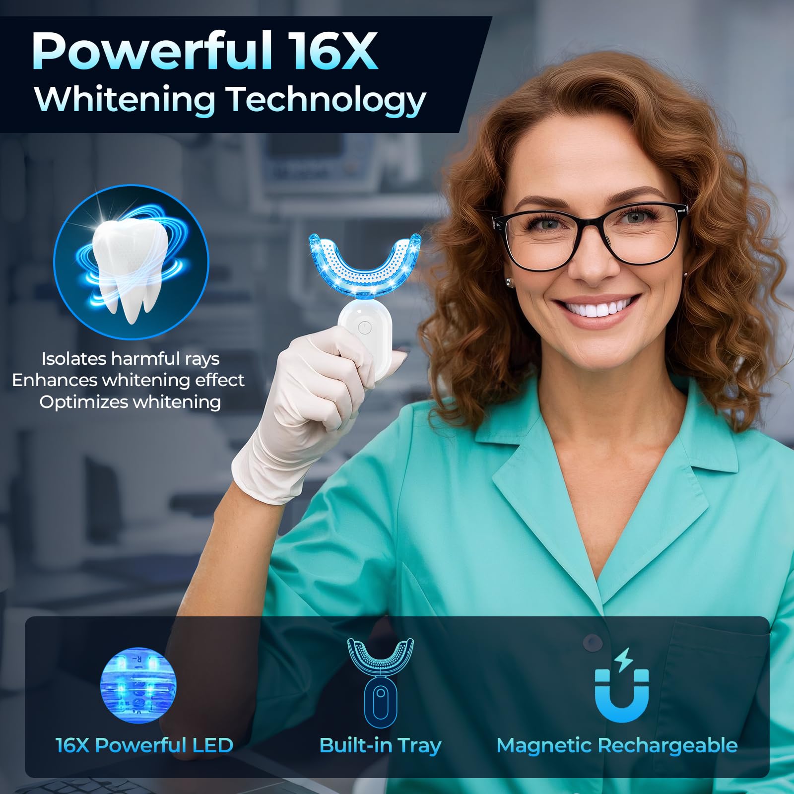 Kit Sbiancante Denti Professionale Sbiancamento Denti - TeethBliss kit sbiancante denti con Lampada LED 32X Elimina le Macchie 3 Gel Sbiancante Denti Sicuro per lo Smalto