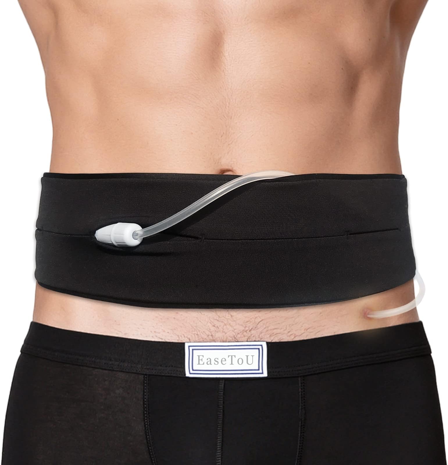 PD Belt Peritoneal Dialysis Catheter Holder Comfortable Protector with Slits Pouch for Secure G J Feeding Tube Accessories Men Women Black