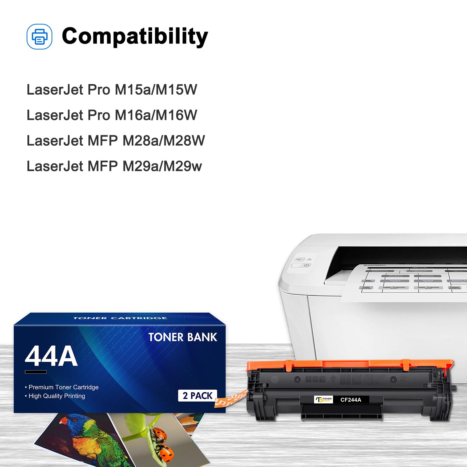 Cartuccia Toner CF244A 44A Compatibile HP - Per LaserJet Pro M15a M28a, 2 Pezzi, 1000 Pagine