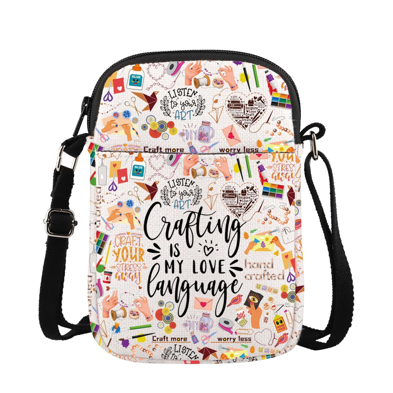 WSNANG Seamstress Gift Crafting Is My Love Language Cossbody Bag with Zipper Crafter Lover Messenger Bag Sewing Lover