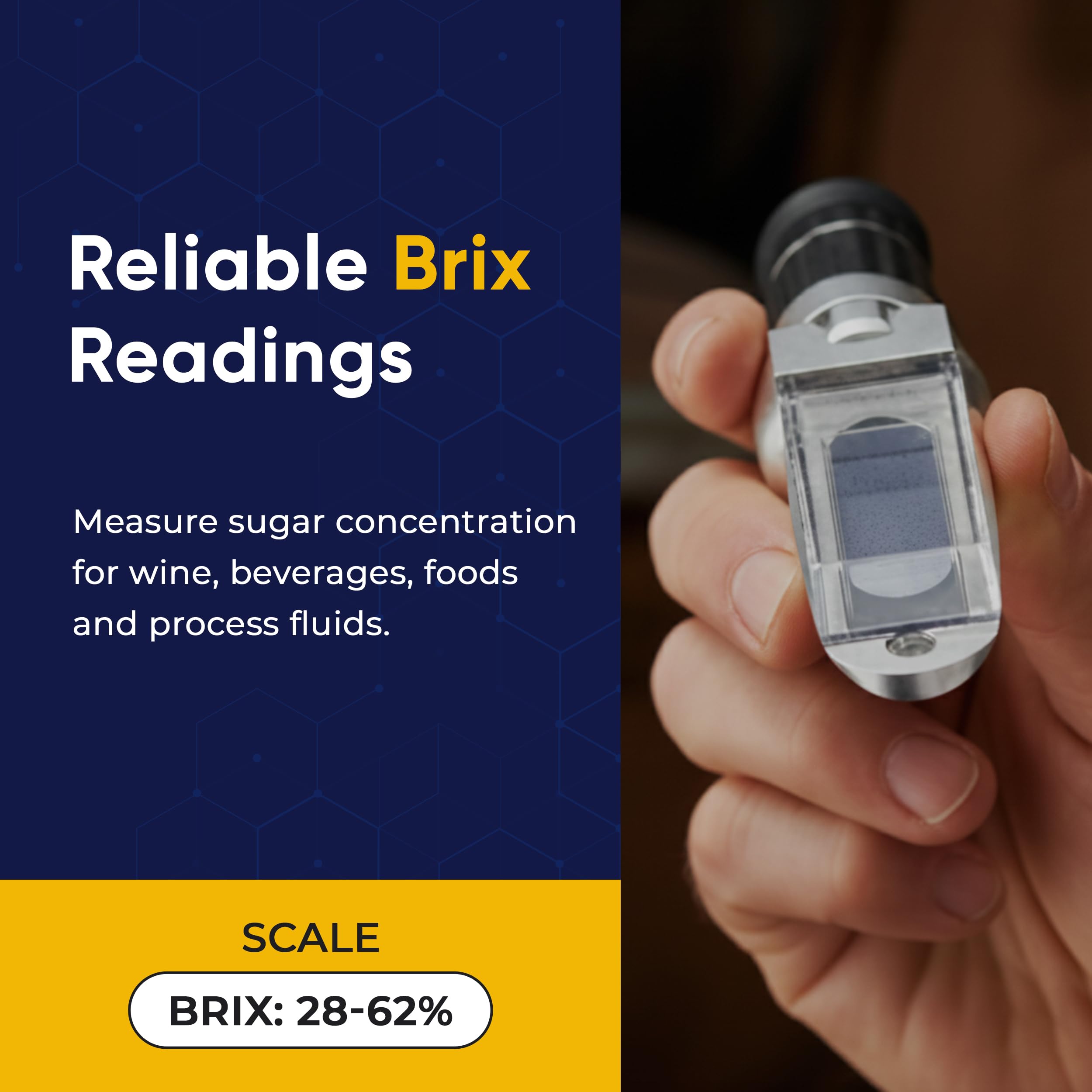 28-62% Brix Handheld Analog Refraktometer, langlebiges Ganzmetall High Brix Meter für Honig, dicke Sirupe, Konzentrate und hohe Zuckerlösung Messung