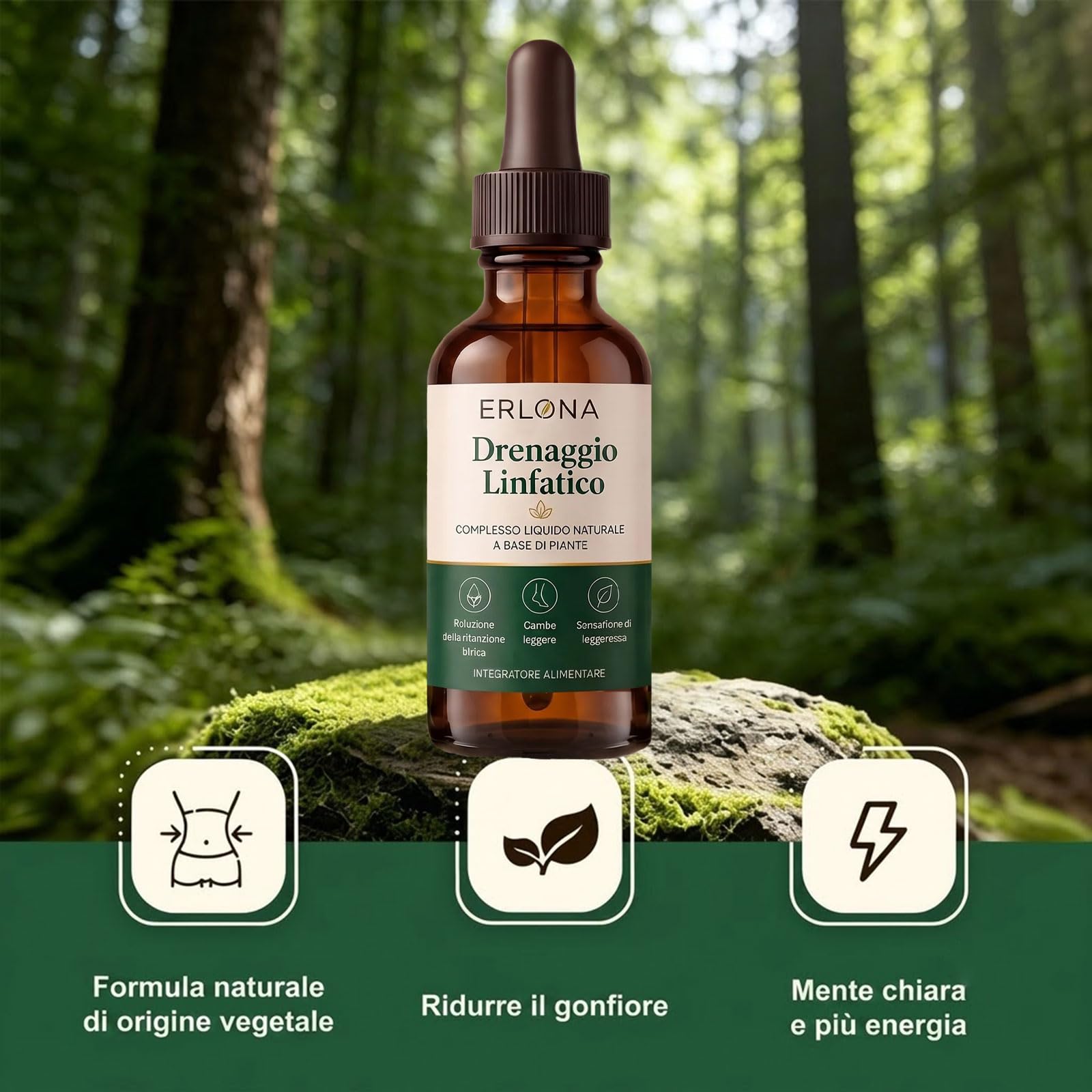 Erlona Drenaggio Linfatico Gocce, Gocce di Benessere peril Drenante Linfatico, Formula Erboristica Naturale, Adatte per Donne e Uomini (1)