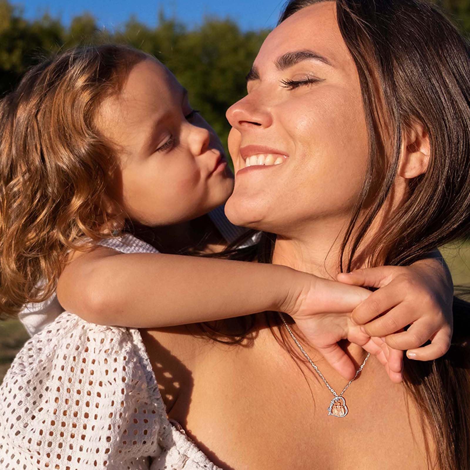 INFUSEU Regalo Mamma Collana, Mamma E Figlia Cuore Gioielli Argento 925 Ciondolo Chiama Regalo Per La Festa Della Mamma