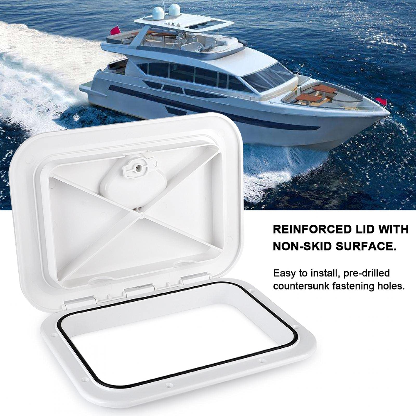 Placa Cubierta Escotilla Inspección Barco Rectangular Resistente UV Corrosión Superficie Antideslizante para Yate RV Barco Accesorio Marino