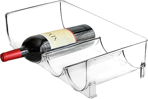 Youngever Organizador de botellas de agua de plástico, organizador transparente para botellas, estante de vino de plástico, estante apilable de